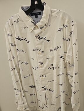 Tommy Hilfiger Cream Button-Down Shirt with Script Logo